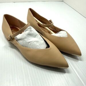 Ted Baker Nude Leather Mary Jane Flats Pointed Toe Ballet Shoes Size 36